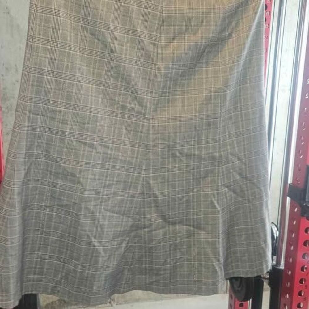 Kate Hill Grey Plaid A-Line Skirt Size 14 - Picture 4 of 5